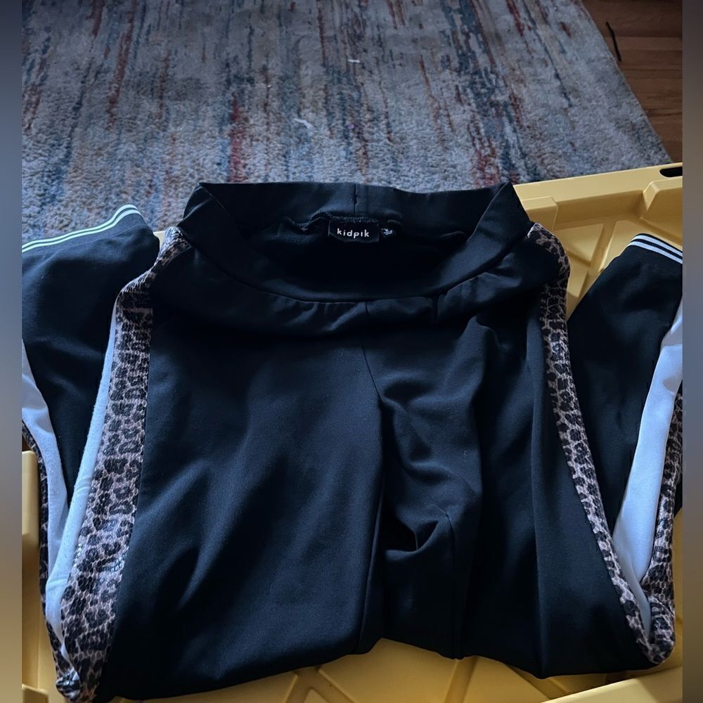 Kidpik track pants with leopard and stripe detail